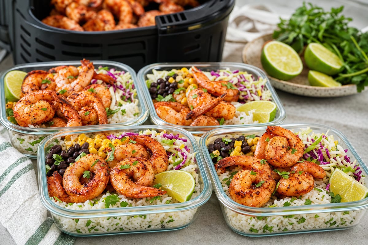 Air Fryer Shrimp Meal Prep Bowls
