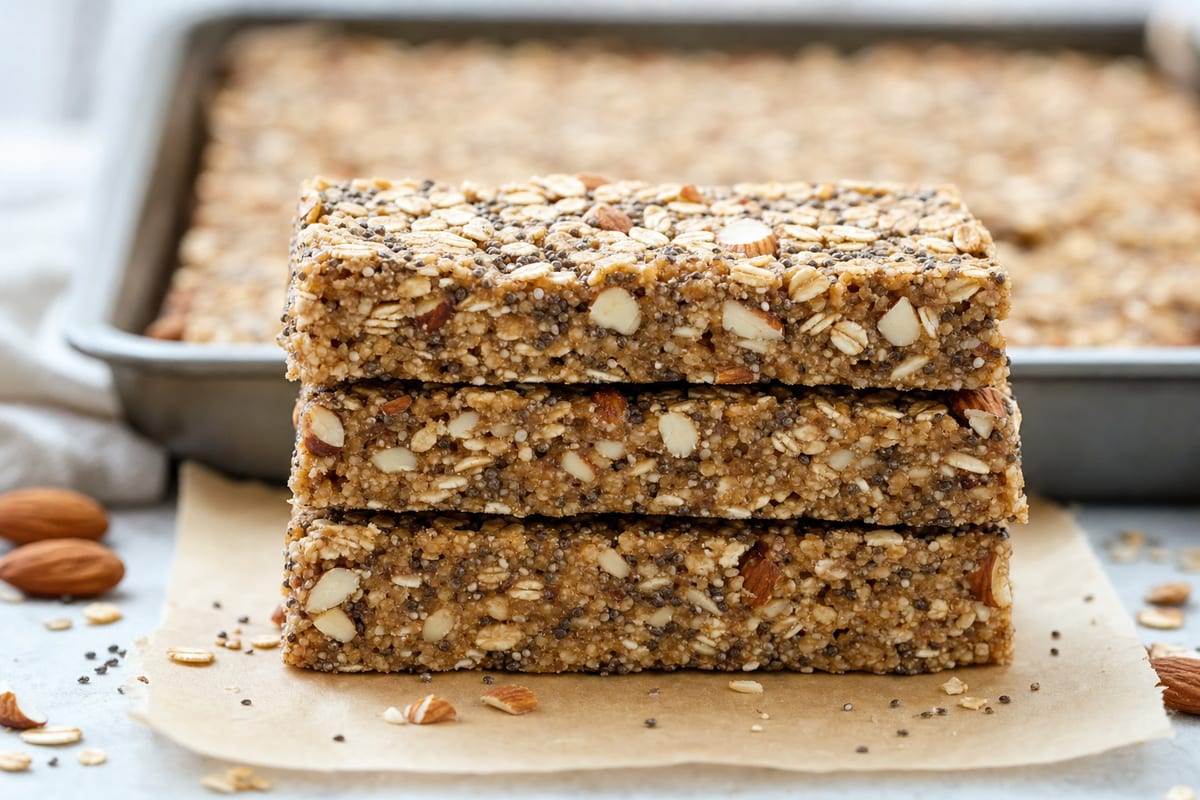 Almond Butter Chia Bars (No Protein Powder)