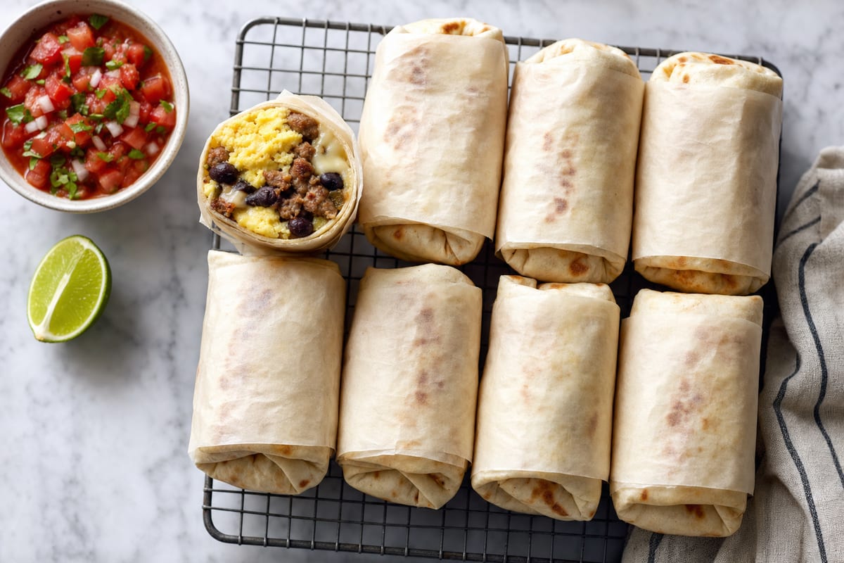 High-Protein Freezer Breakfast Burritos