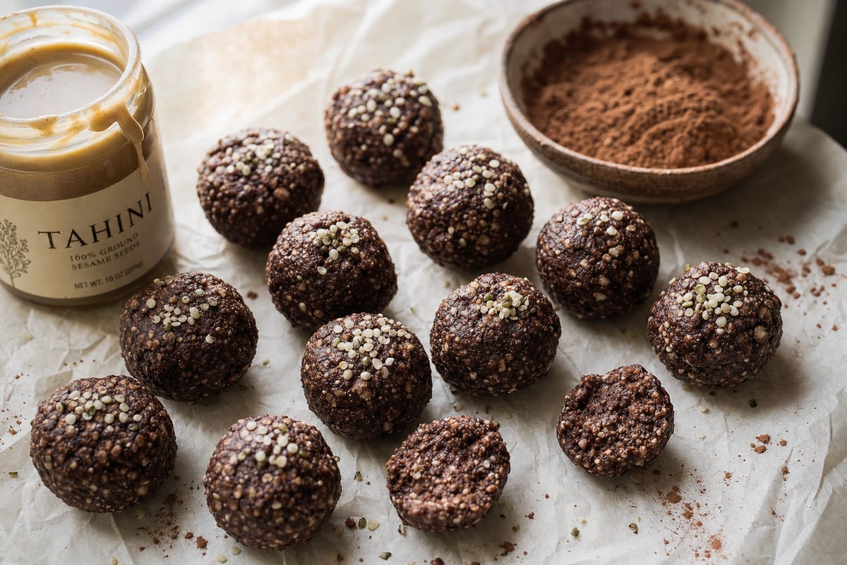 Vegan Chocolate Tahini Protein Bites